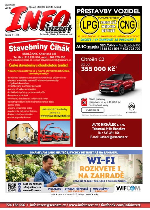 INFO inzert Příbram, Sedlčany, Votice, titulní strana